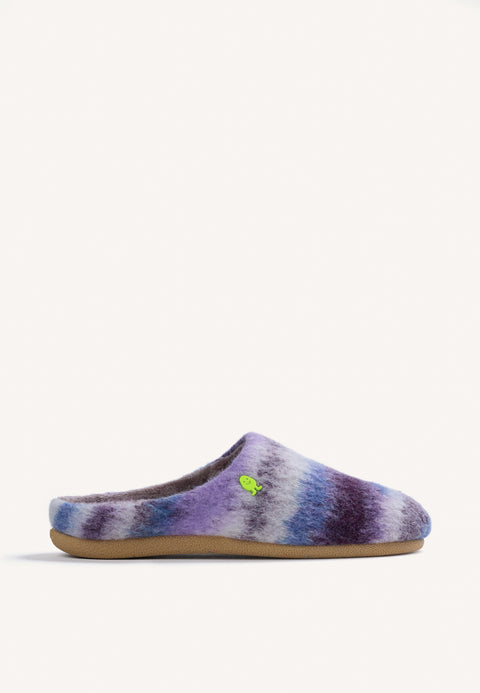 CHAUSSONS D'INTÉRIEUR LILAS À POILS RAYÉS