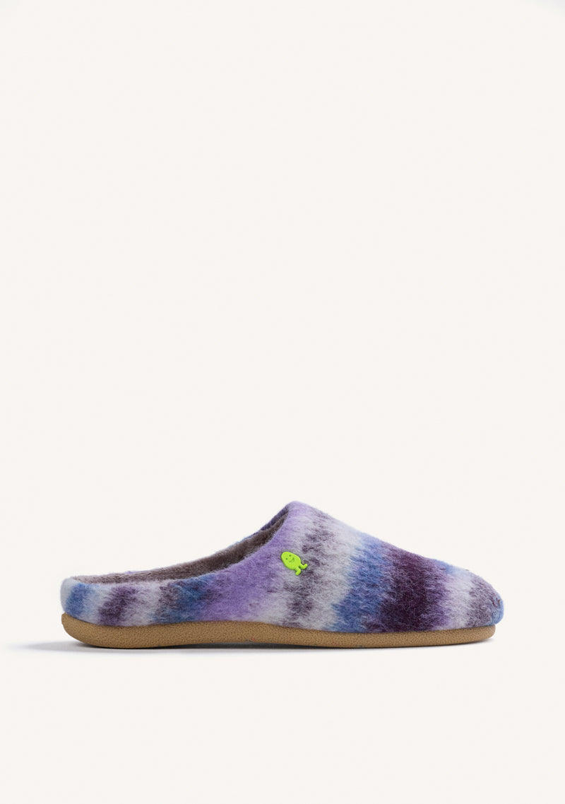 LILAC STRIPED FUR HOUSE SLIPPERS