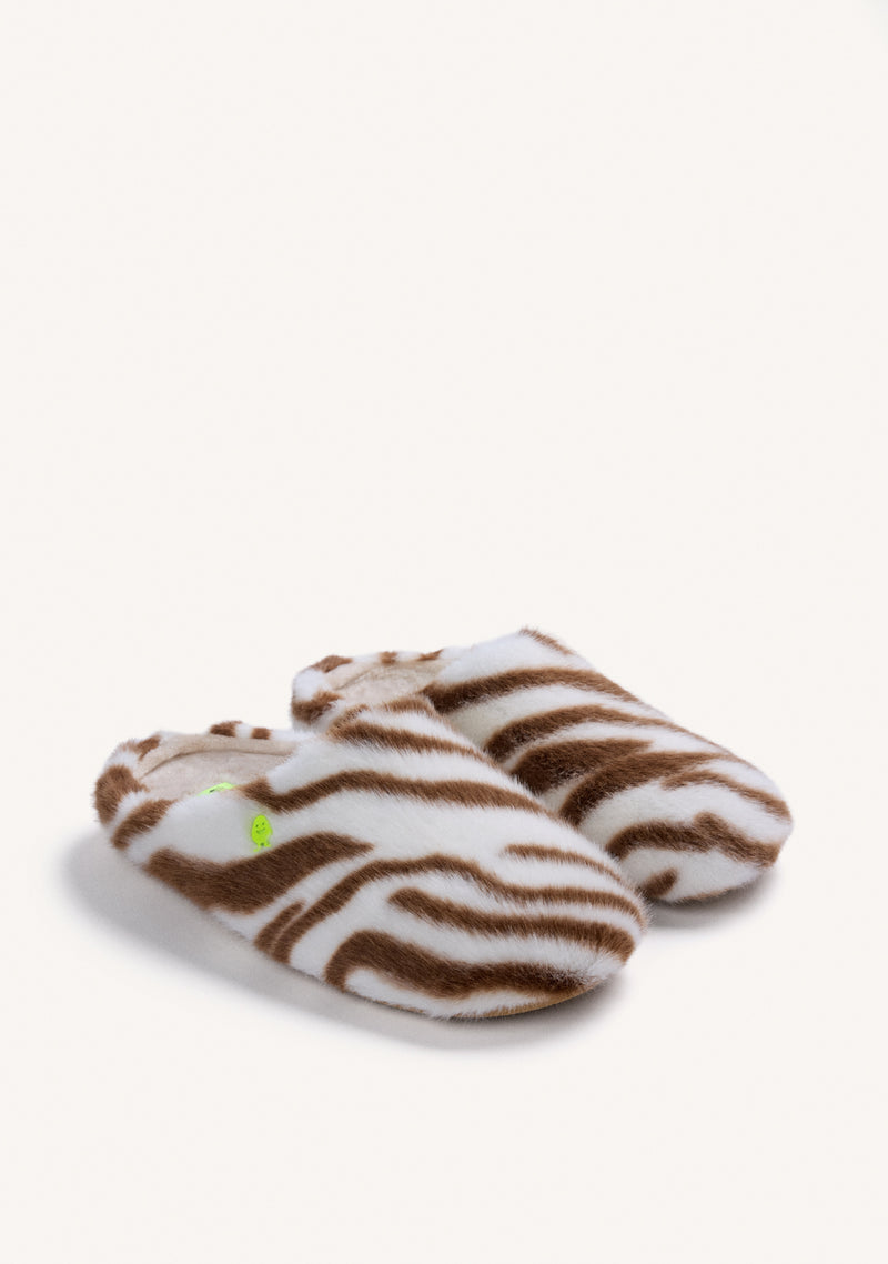 ANIMAL PRINT FUR HOUSE SLIPPERS
