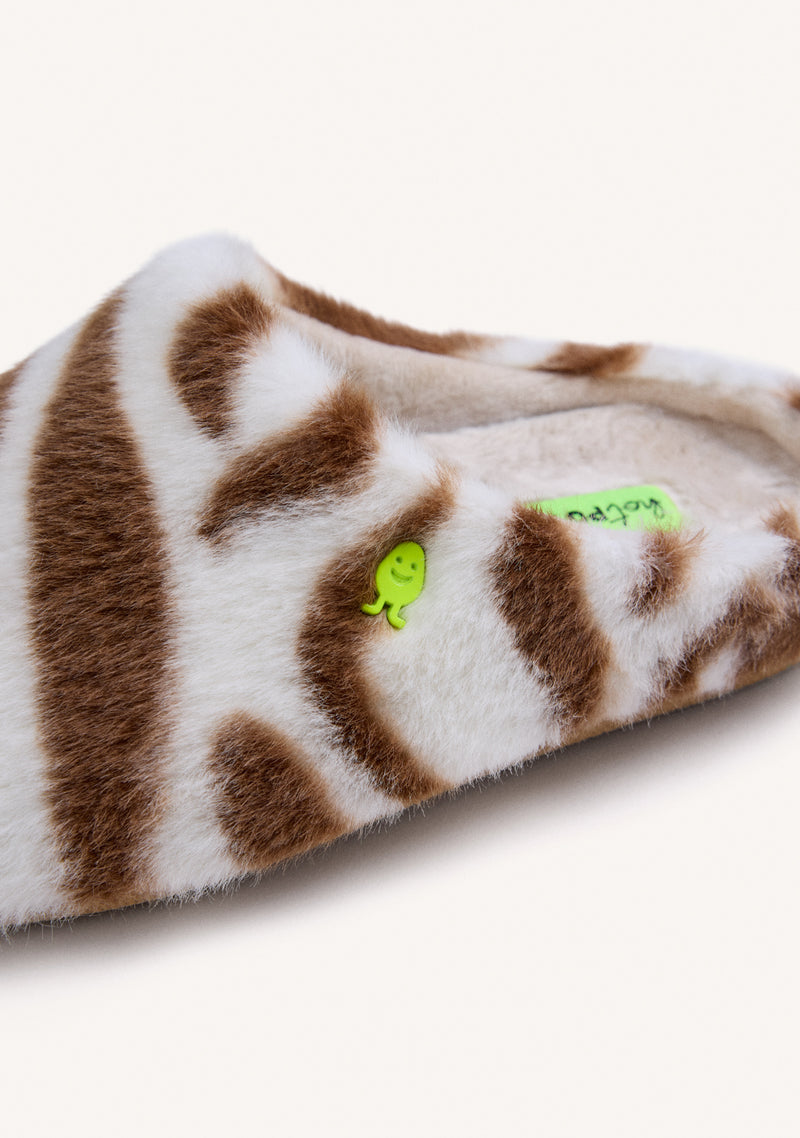 ANIMAL PRINT FUR HOUSE SLIPPERS