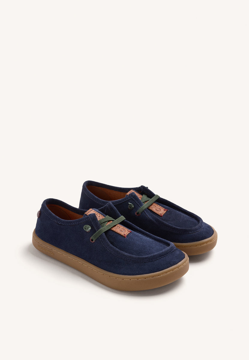 BAREFOOT NAUTICAL LOAFERS IN BLUE LEATHER