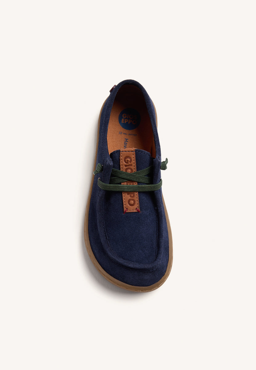 BAREFOOT NAUTICAL LOAFERS IN BLUE LEATHER