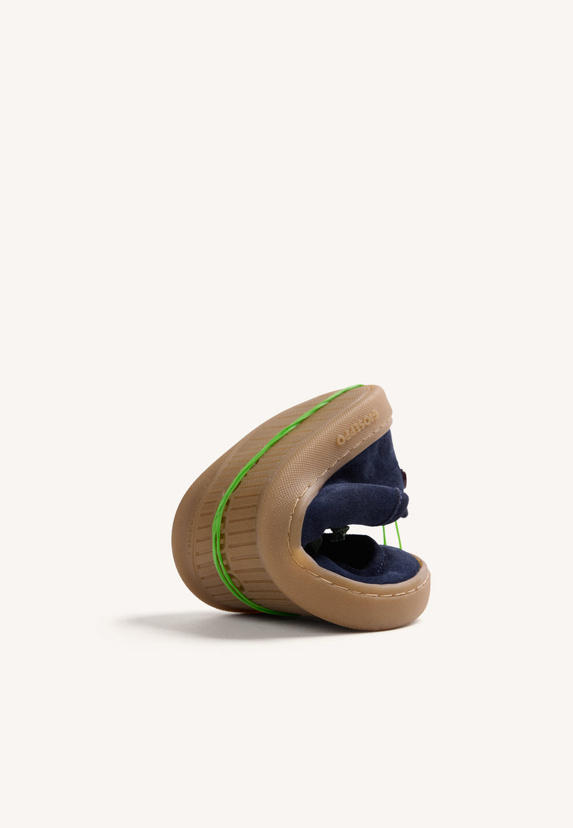 BAREFOOT NAUTICAL LOAFERS IN BLUE LEATHER