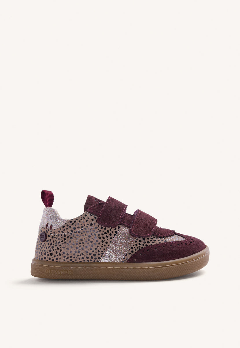 BAREFOOT LEATHER BURGUNDY SNEAKERS WITH ANIMAL PRINT