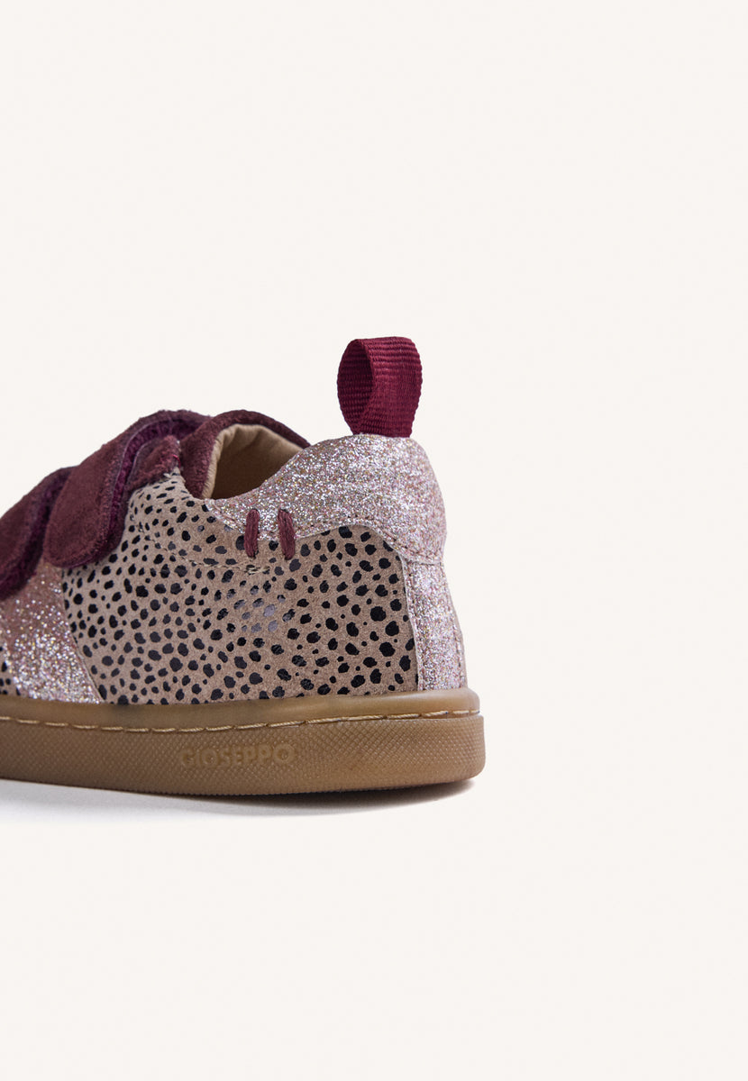 BAREFOOT LEATHER BURGUNDY SNEAKERS WITH ANIMAL PRINT
