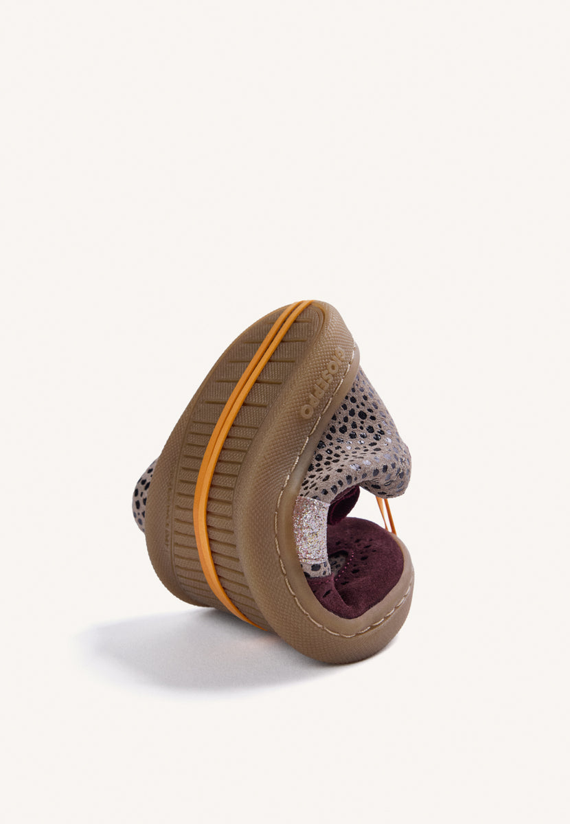 BAREFOOT LEATHER BURGUNDY SNEAKERS WITH ANIMAL PRINT