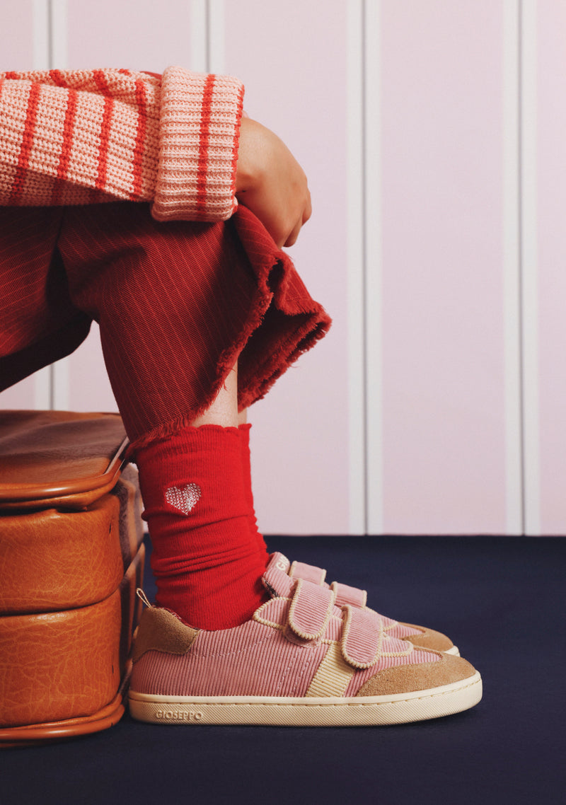 PINK CORDUROY BAREFOOT SNEAKERS
