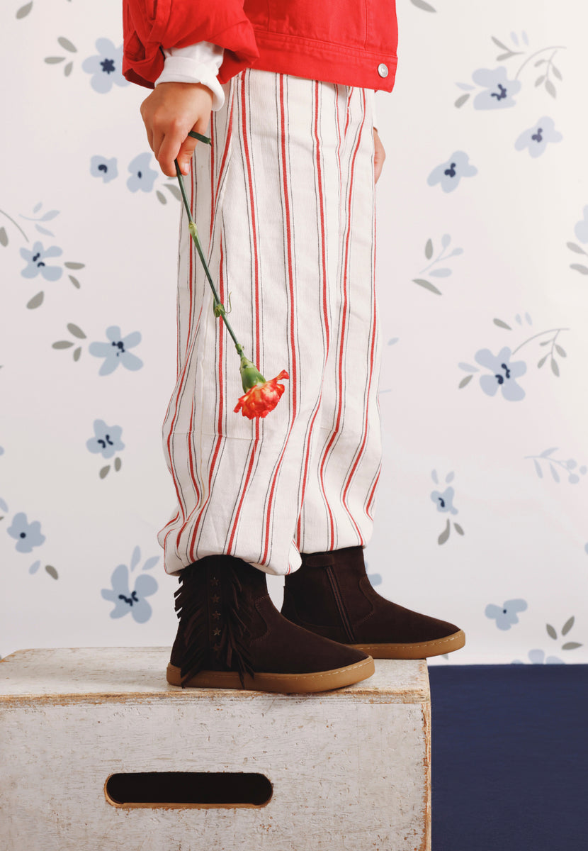 BAREFOOT LEATHER ANKLE BOOTS WITH FRINGES