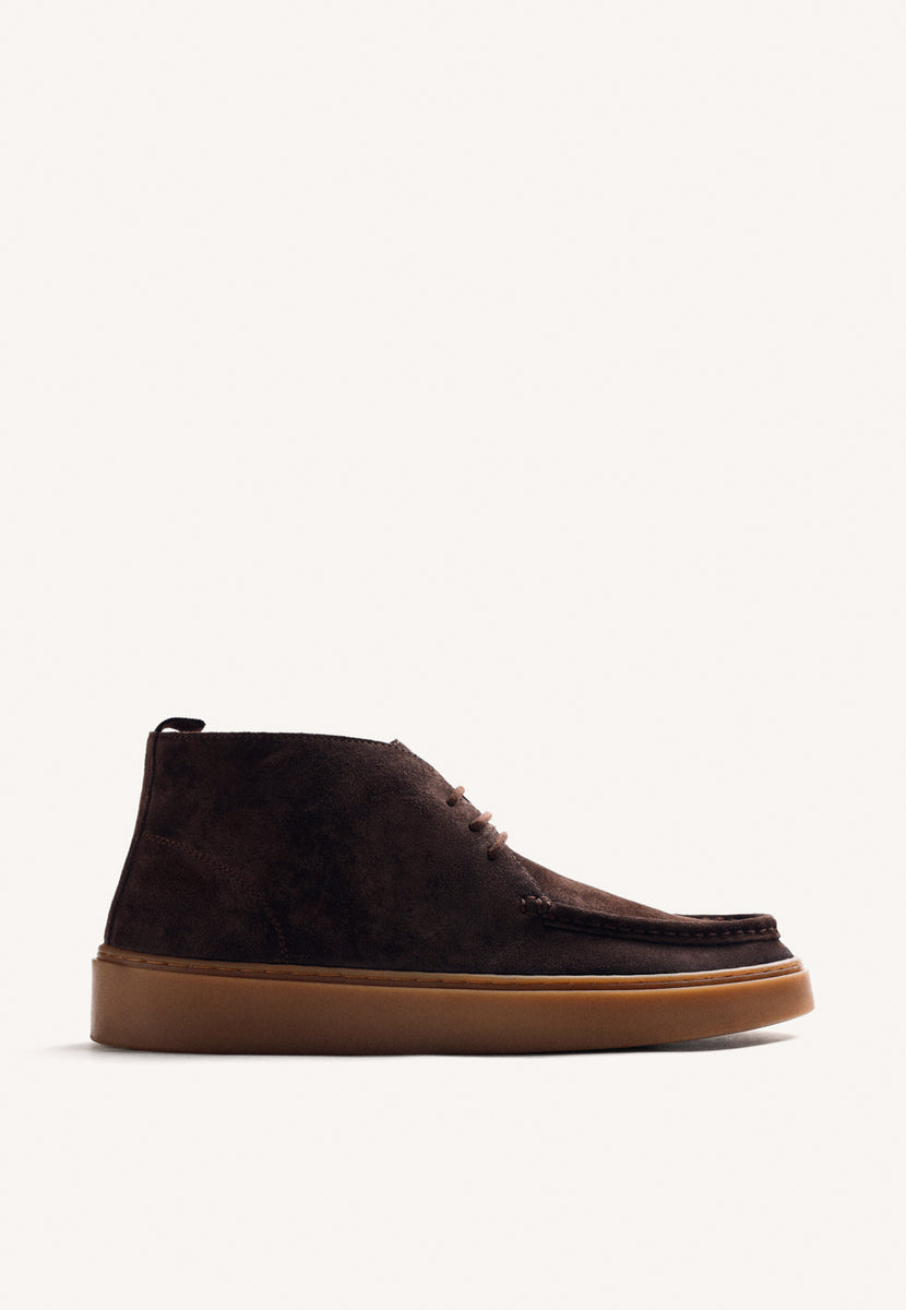 BOTAS WALLABEE MARRONS EM COURO