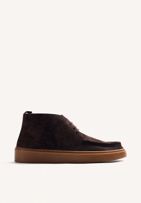 WALLABEE BROWN LEATHER ANKLE BOOTS