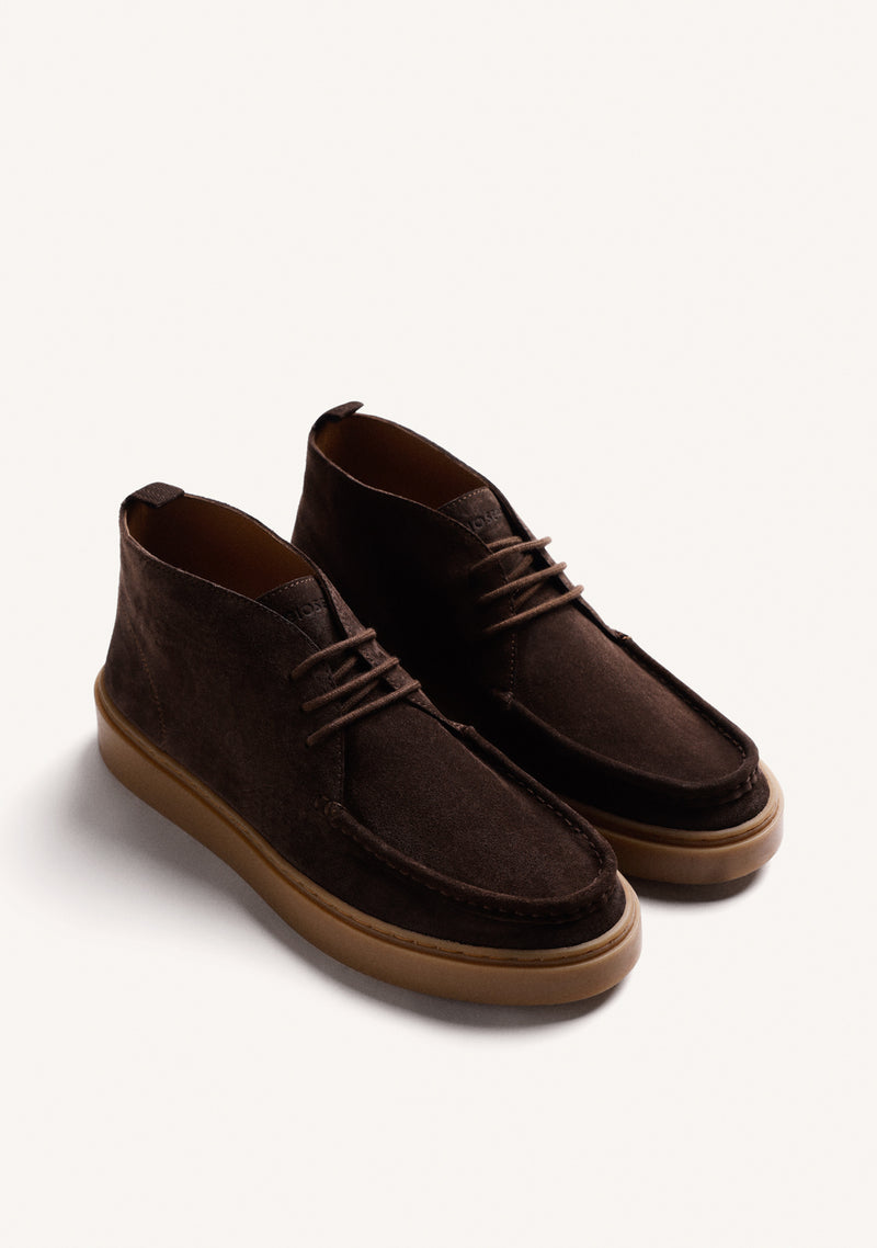 WALLABEE BROWN LEATHER ANKLE BOOTS
