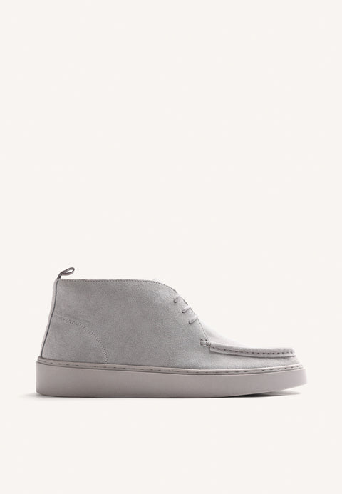 GREY WALLABEE STYLE LEATHER ANKLE BOOTS