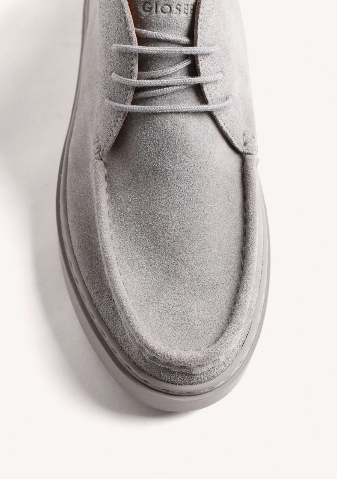 GREY WALLABEE STYLE LEATHER ANKLE BOOTS