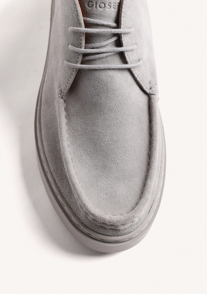 GREY WALLABEE STYLE LEATHER ANKLE BOOTS