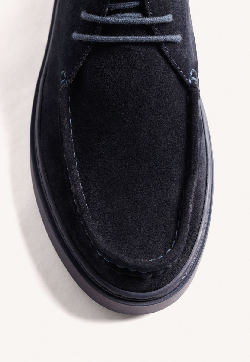 BLUE WALLABEE LEATHER ANKLE BOOTS