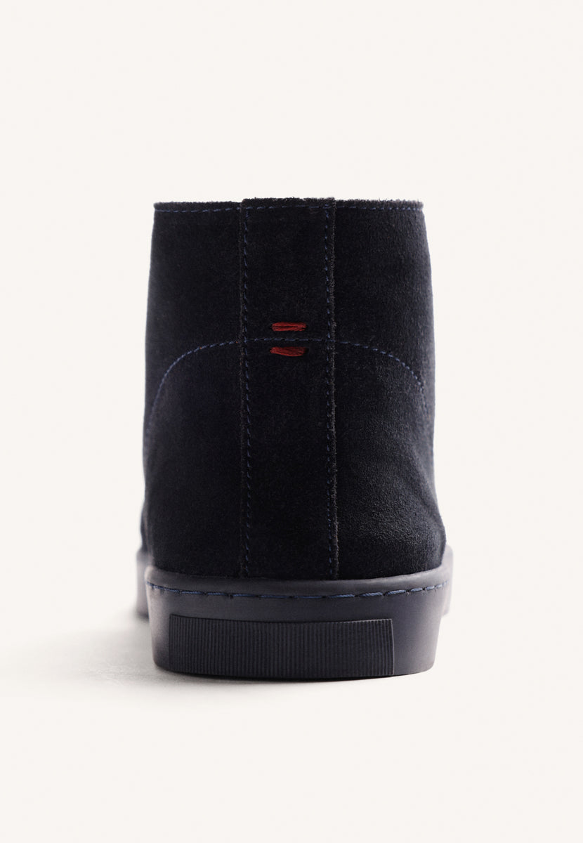 NAVY BLUE LEATHER ANKLE BOOTS