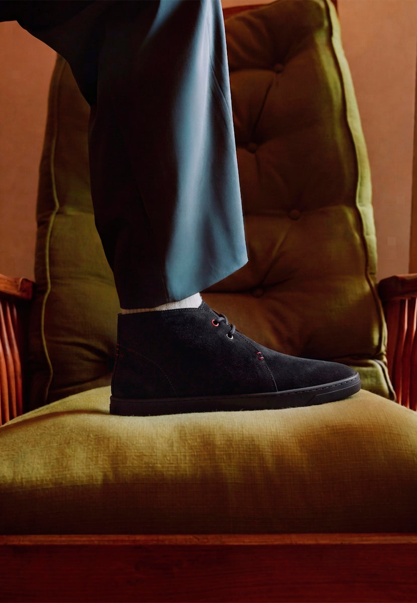 BOTTINES BLEUES EN CUIR