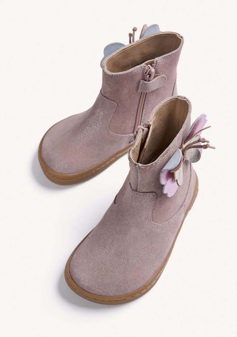 BAREFOOT LEATHER ANKLE BOOTS WITH BUTTERFLY