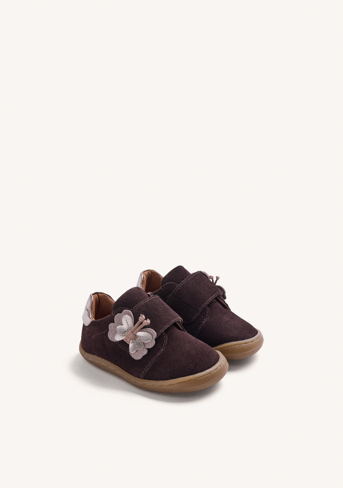 BROWN BAREFOOT LEATHER SNEAKERS WITH SHINE
