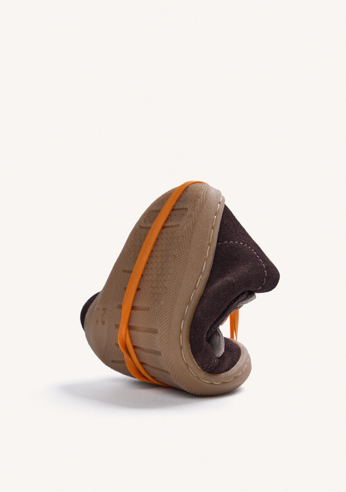 BROWN BAREFOOT LEATHER SNEAKERS WITH SHINE