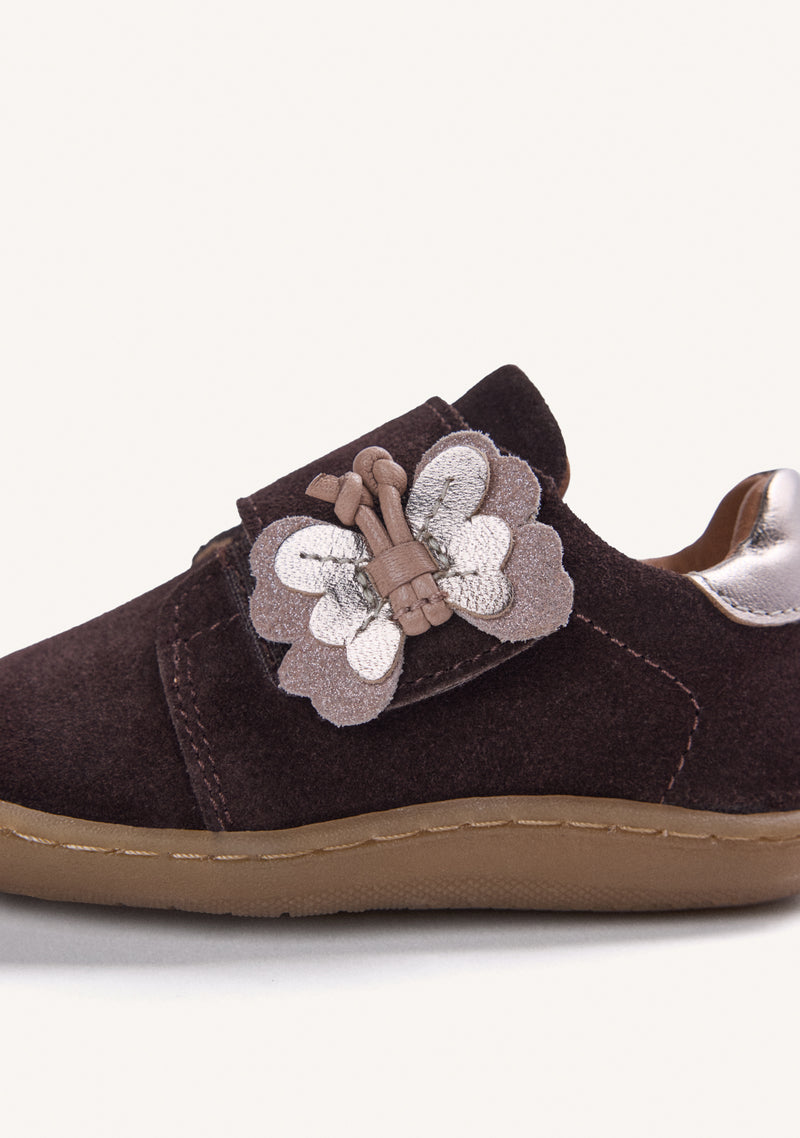 BROWN BAREFOOT LEATHER SNEAKERS WITH SHINE