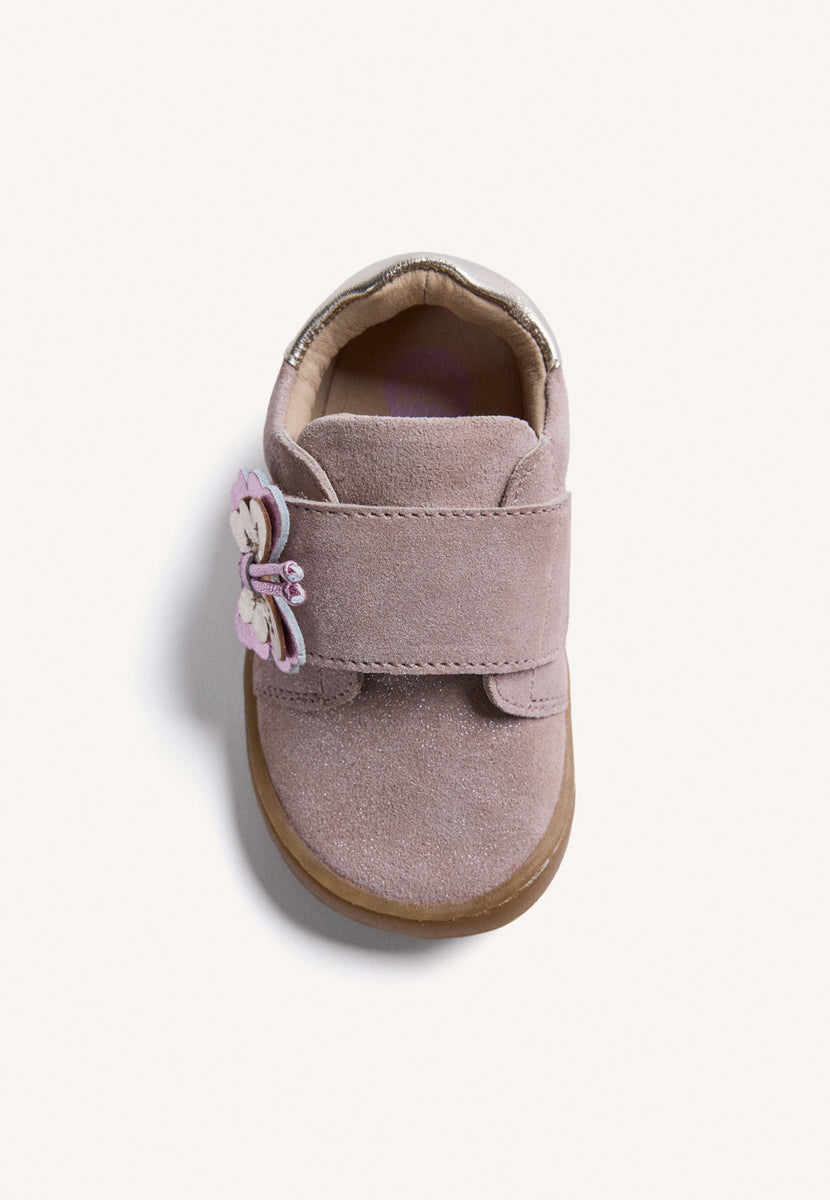 BASKETS BAREFOOT ROSES EN CUIR BRILLANT