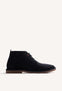 NAVY BLUE SAFARI LEATHER ANKLE BOOTS