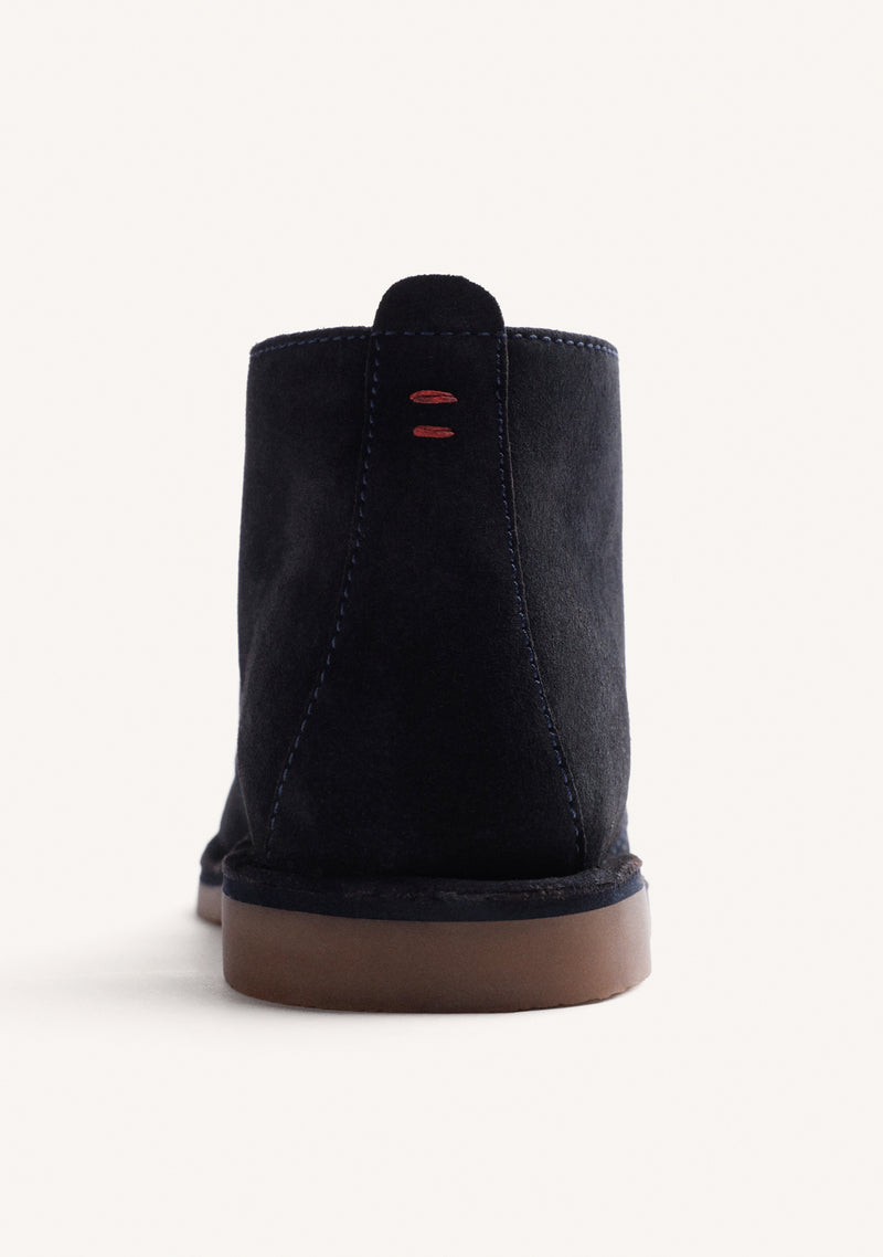 NAVY BLUE SAFARI LEATHER ANKLE BOOTS