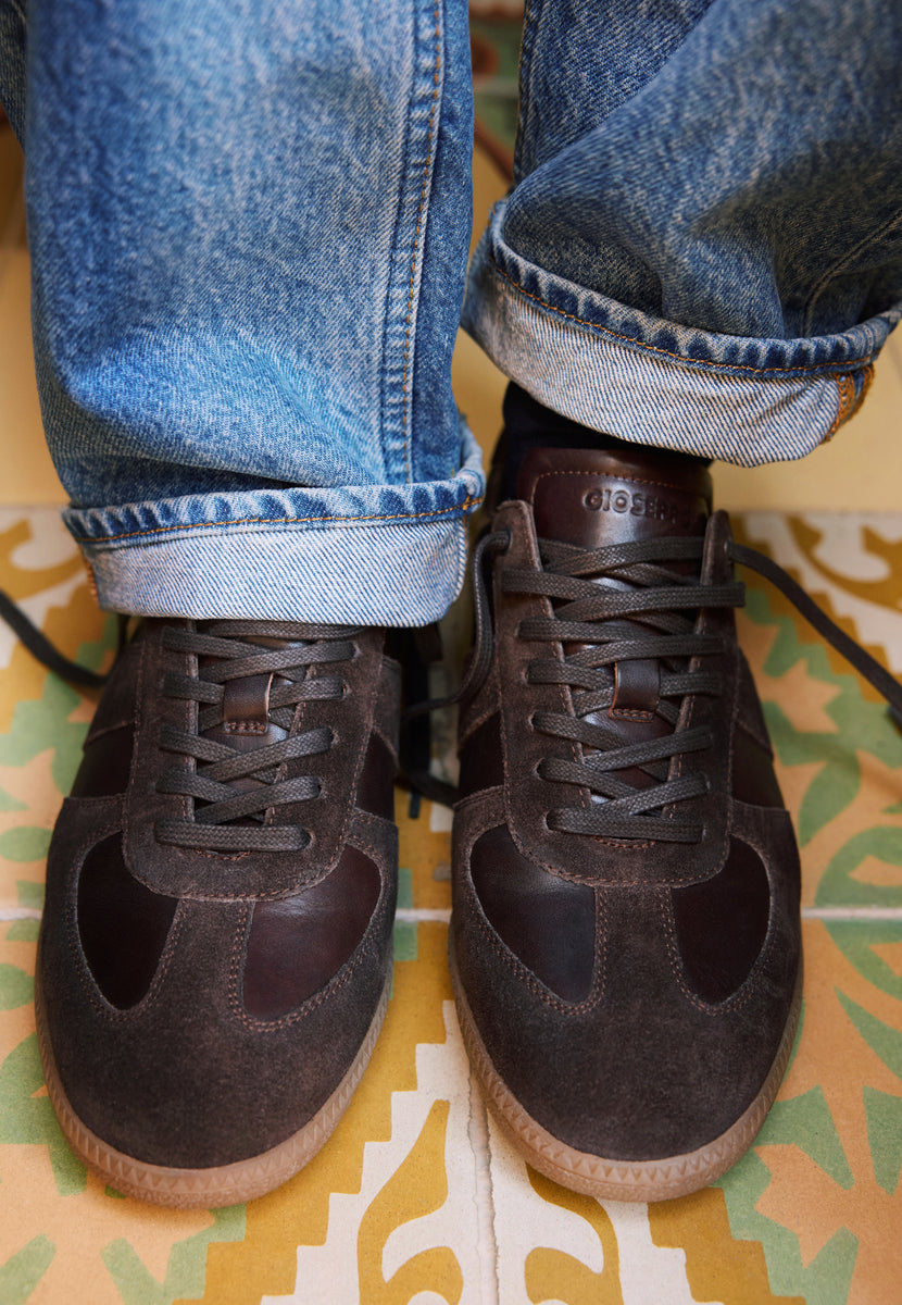 BASKETS MARRON EN CUIR