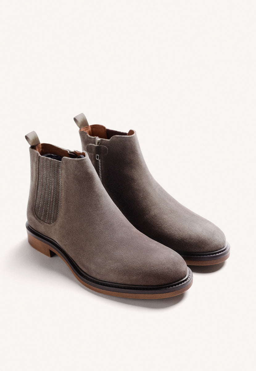 STIVALETTI CHELSEA TAUPE IN PELLE