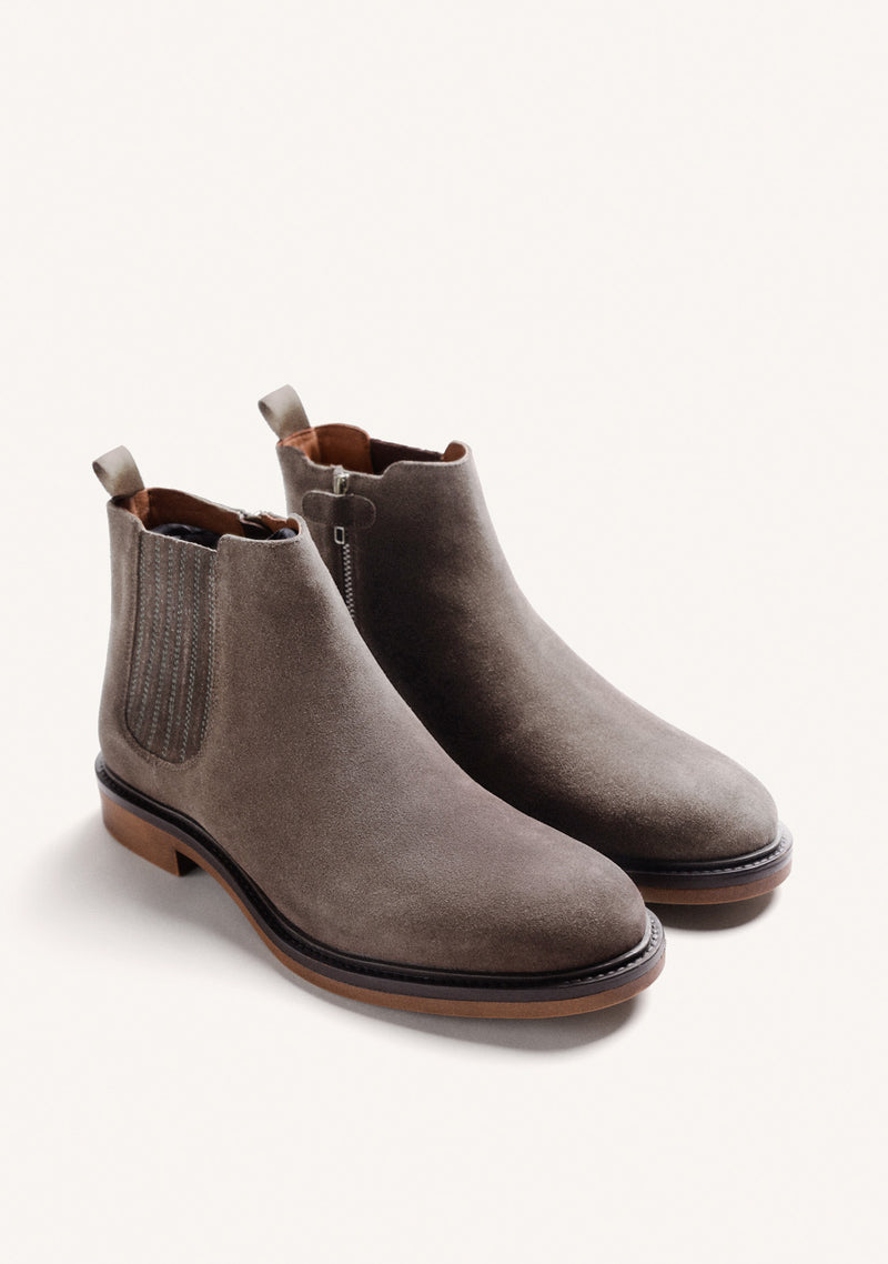 TAUPE CHELSEA LEATHER ANKLE BOOTS