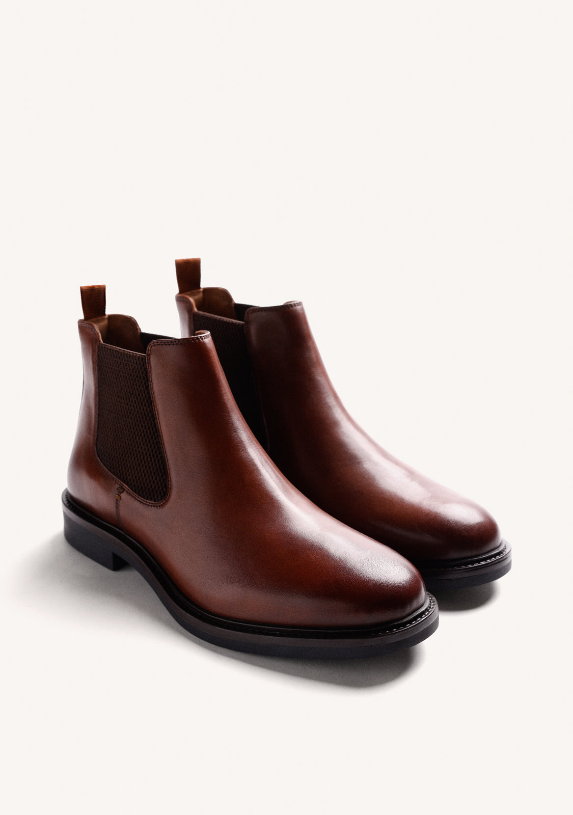 BROWN CHELSEA LEATHER ANKLE BOOTS