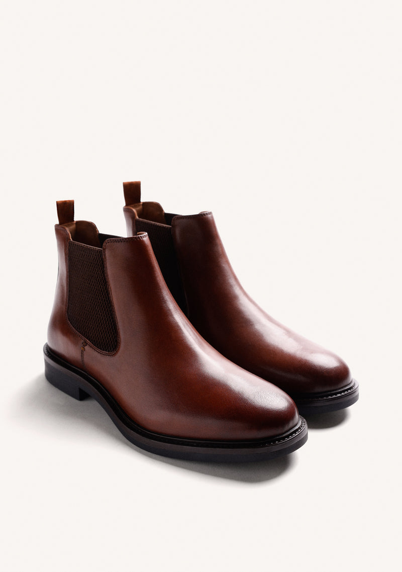 BROWN CHELSEA LEATHER ANKLE BOOTS