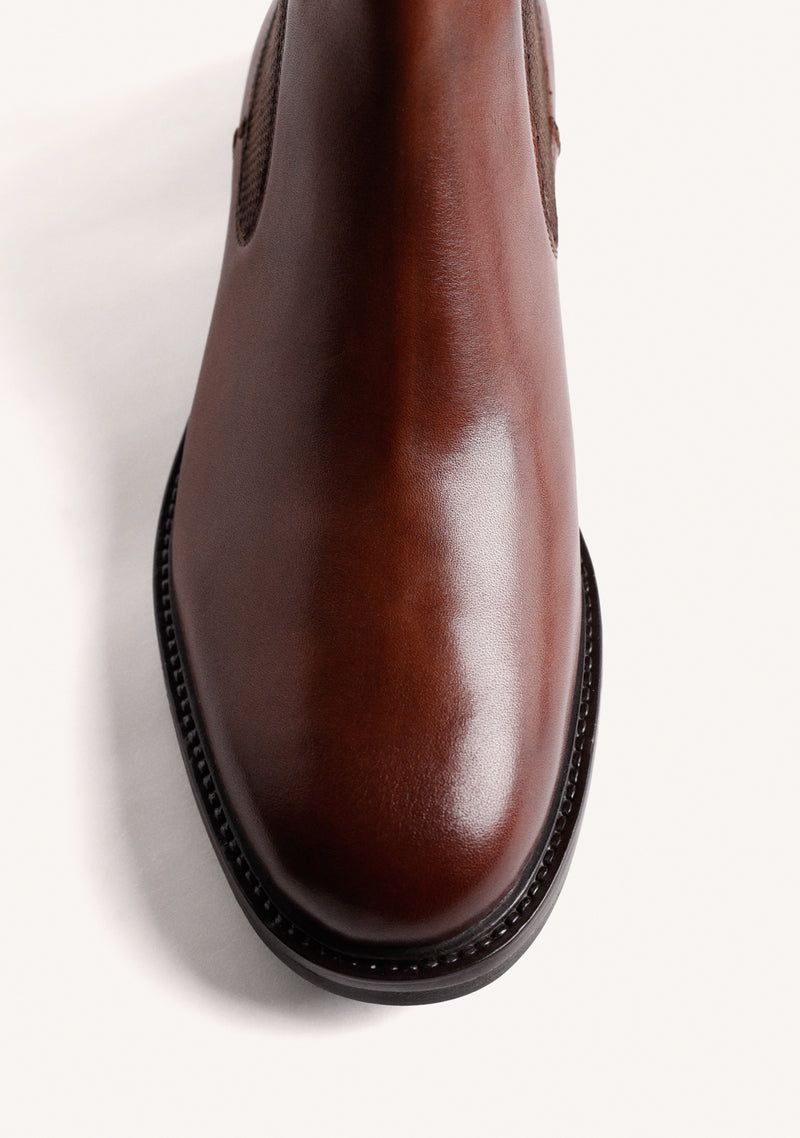 BROWN CHELSEA LEATHER ANKLE BOOTS