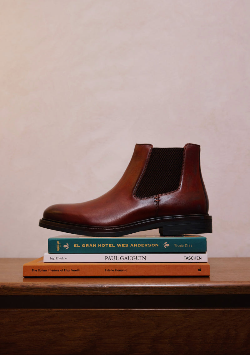BROWN CHELSEA LEATHER ANKLE BOOTS