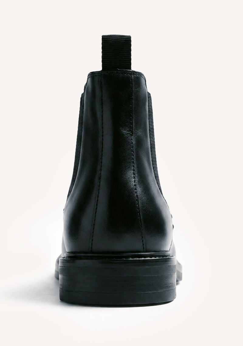 BLACK CHELSEA LEATHER ANKLE BOOTS
