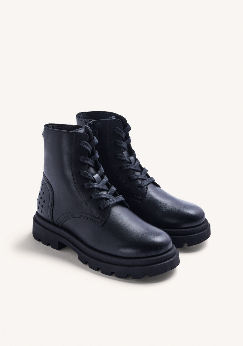 BOTAS NEGRO PIEL CON CREMALLERA