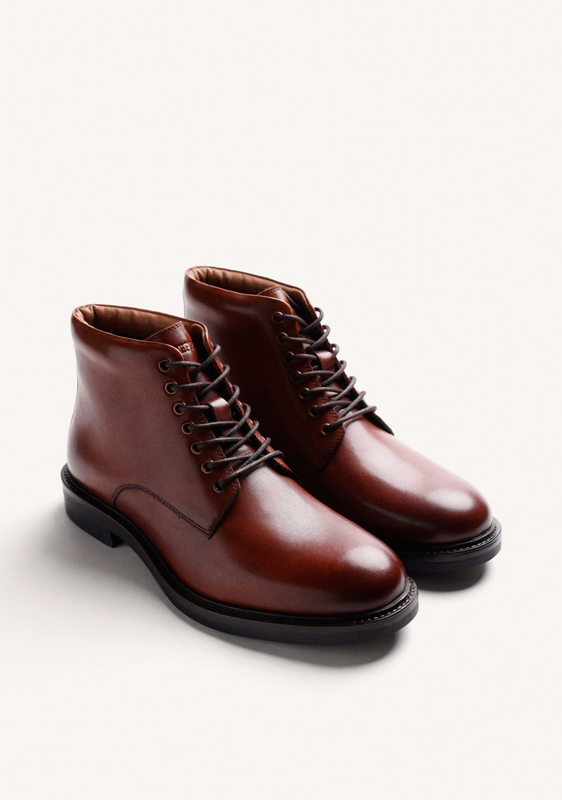 BROWN LEATHER ANKLE BOOTS