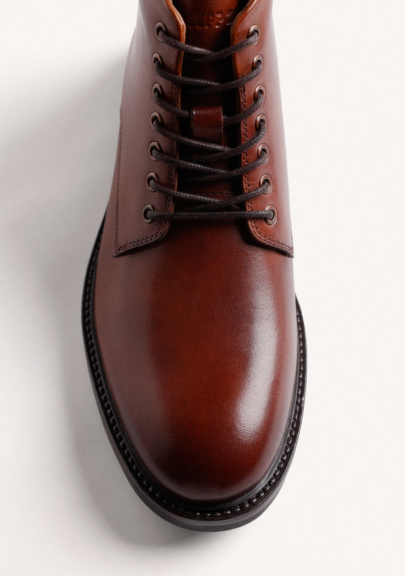 BROWN LEATHER ANKLE BOOTS