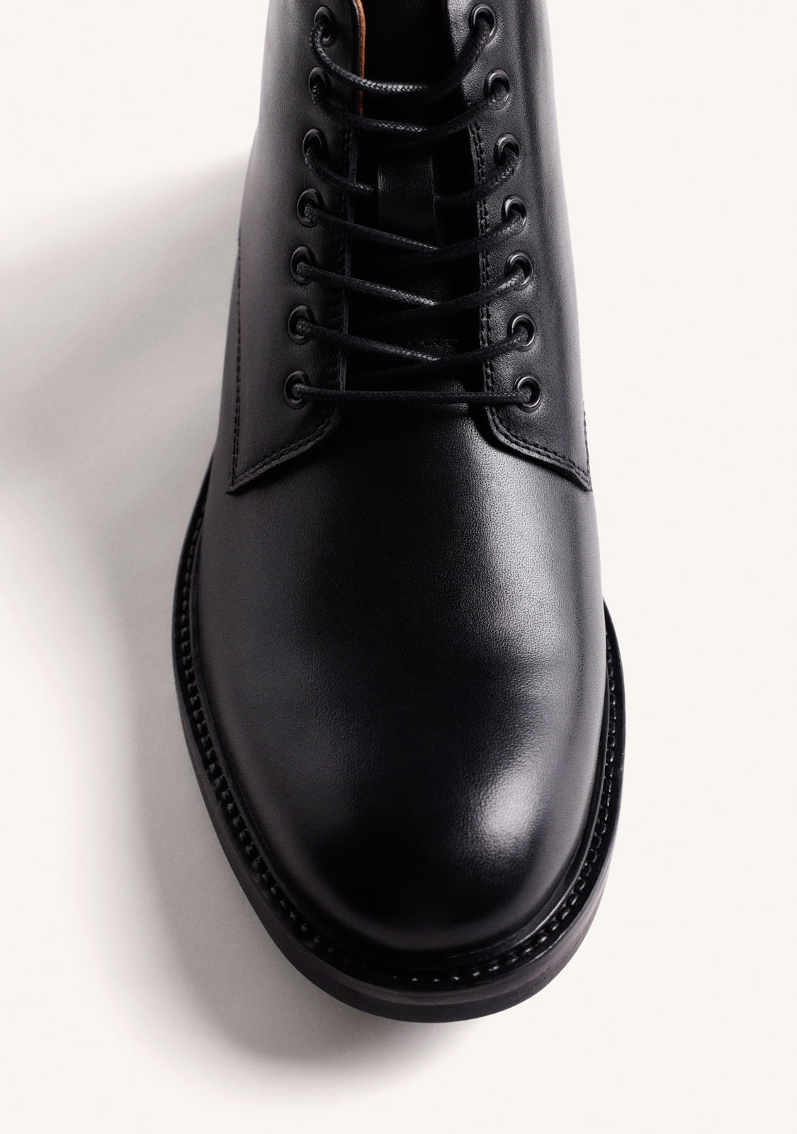 BLACK LEATHER ANKLE BOOTS