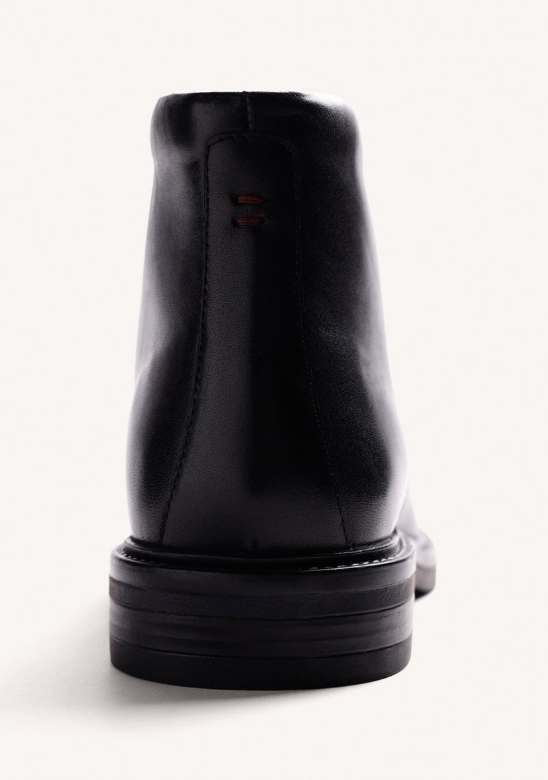 BLACK LEATHER ANKLE BOOTS