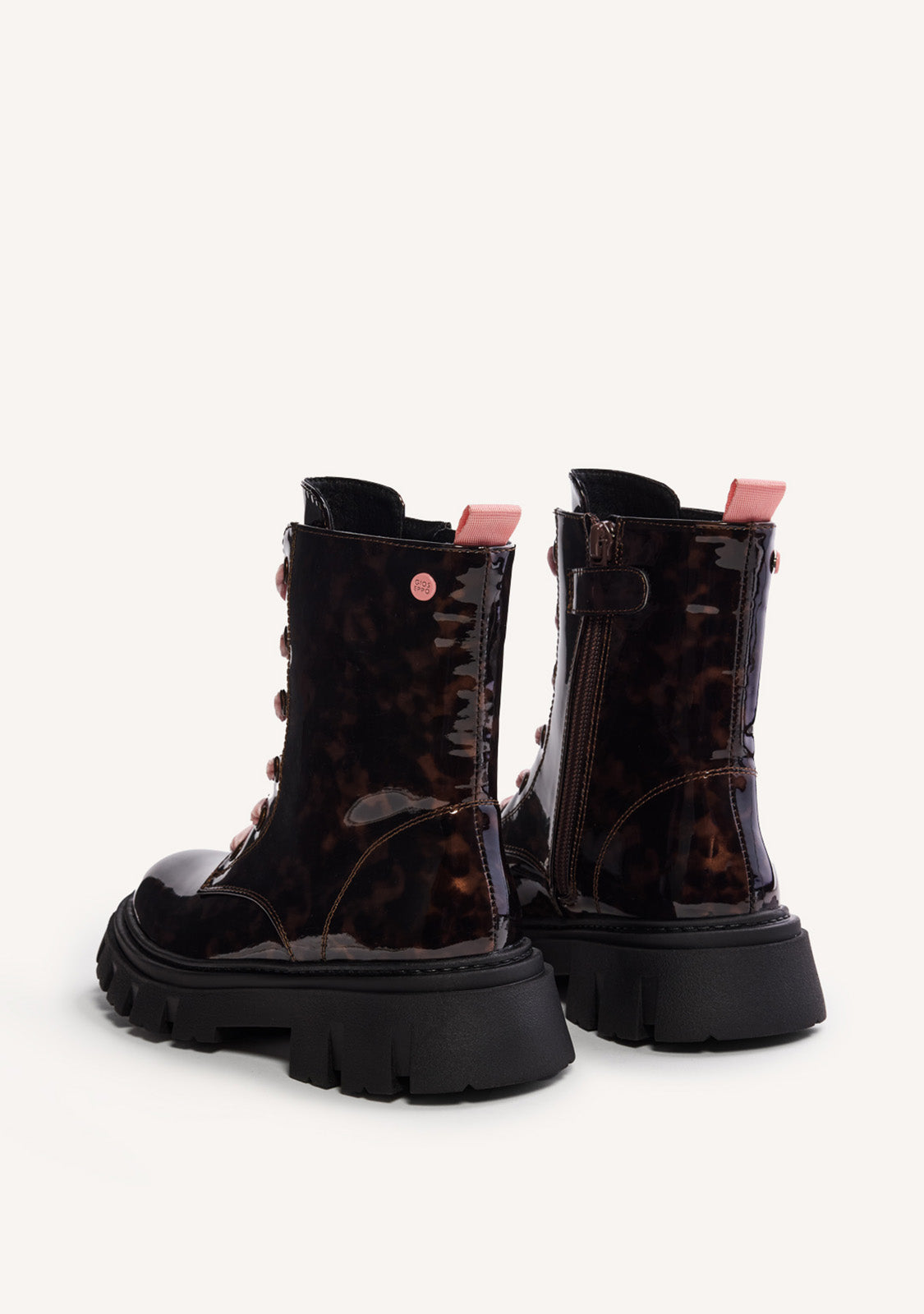 BROWN PATENT BOOTS