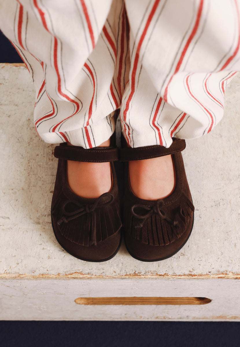 BAREFOOT CHOCOLATE LEATHER BALLET FLATS