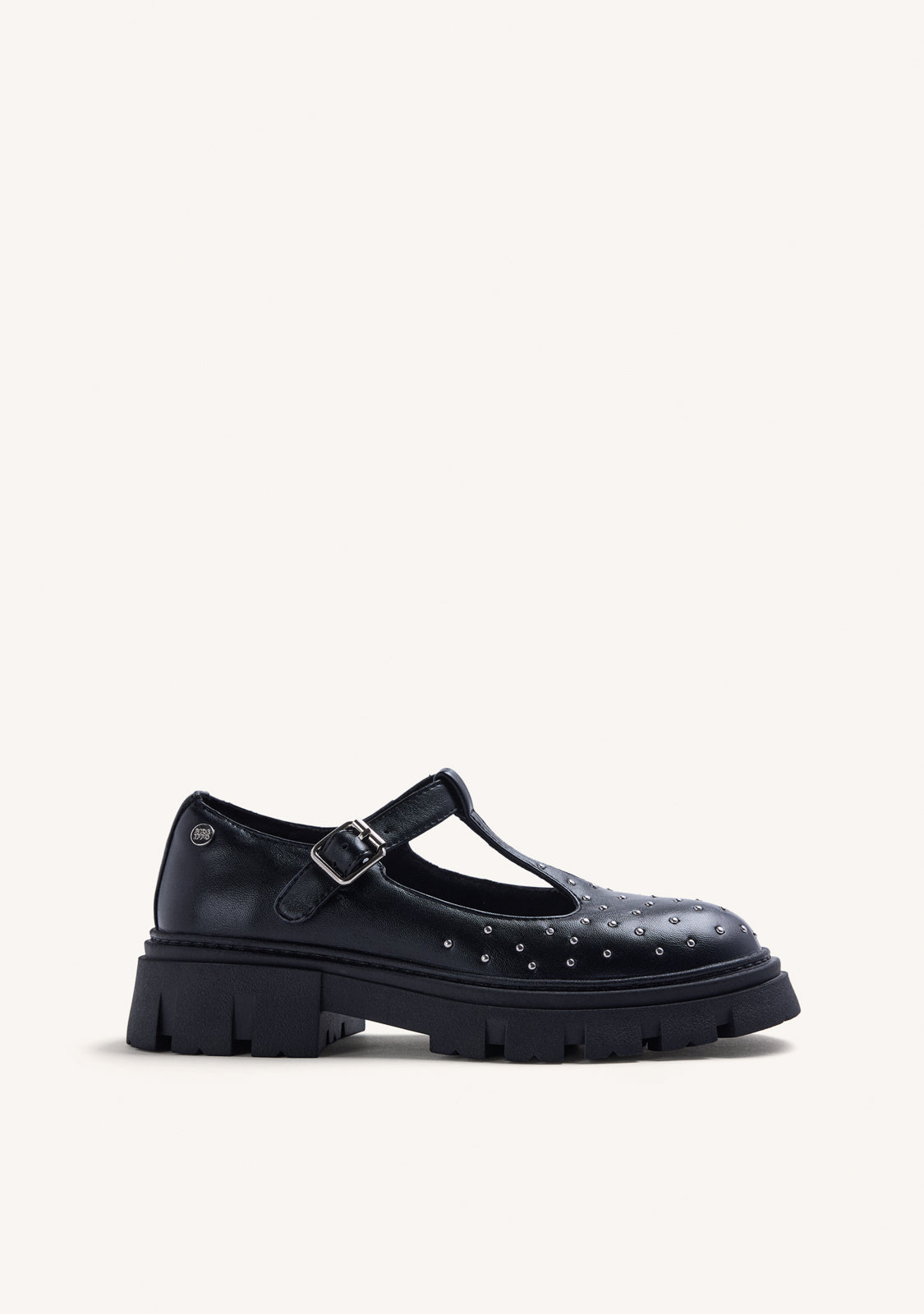 BLACK STUDDED LOAFERS