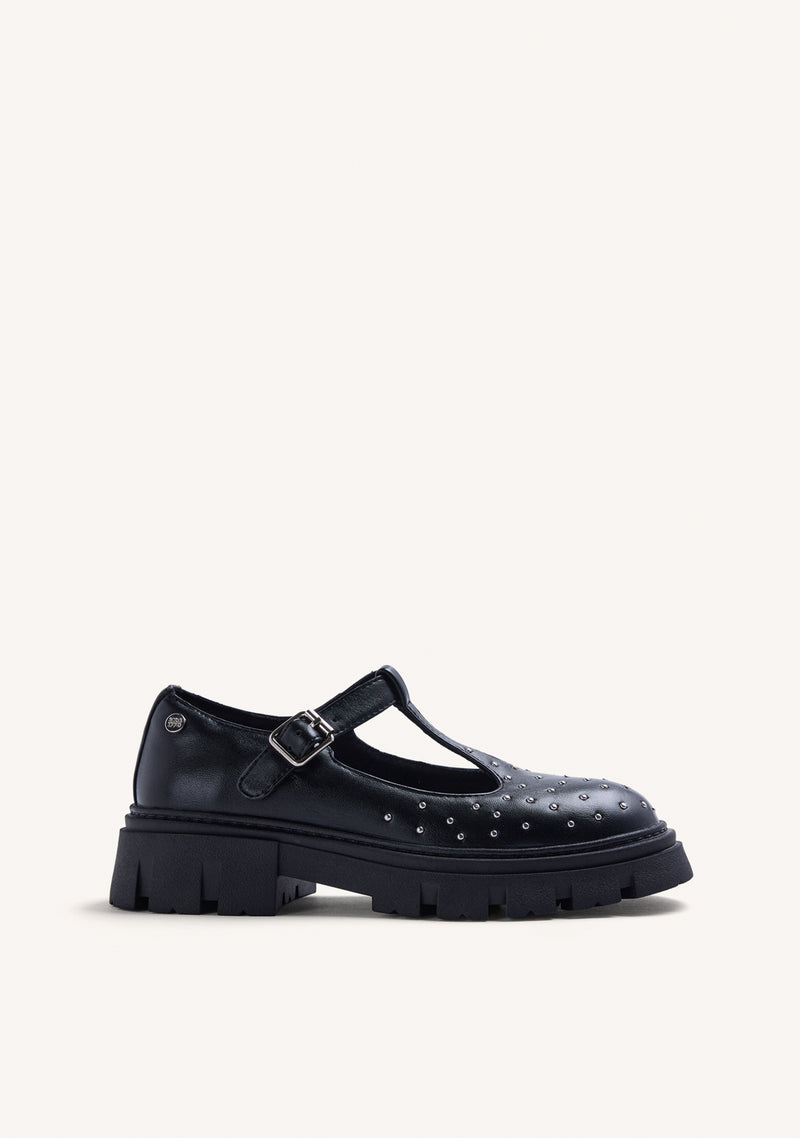 BLACK STUDDED LOAFERS