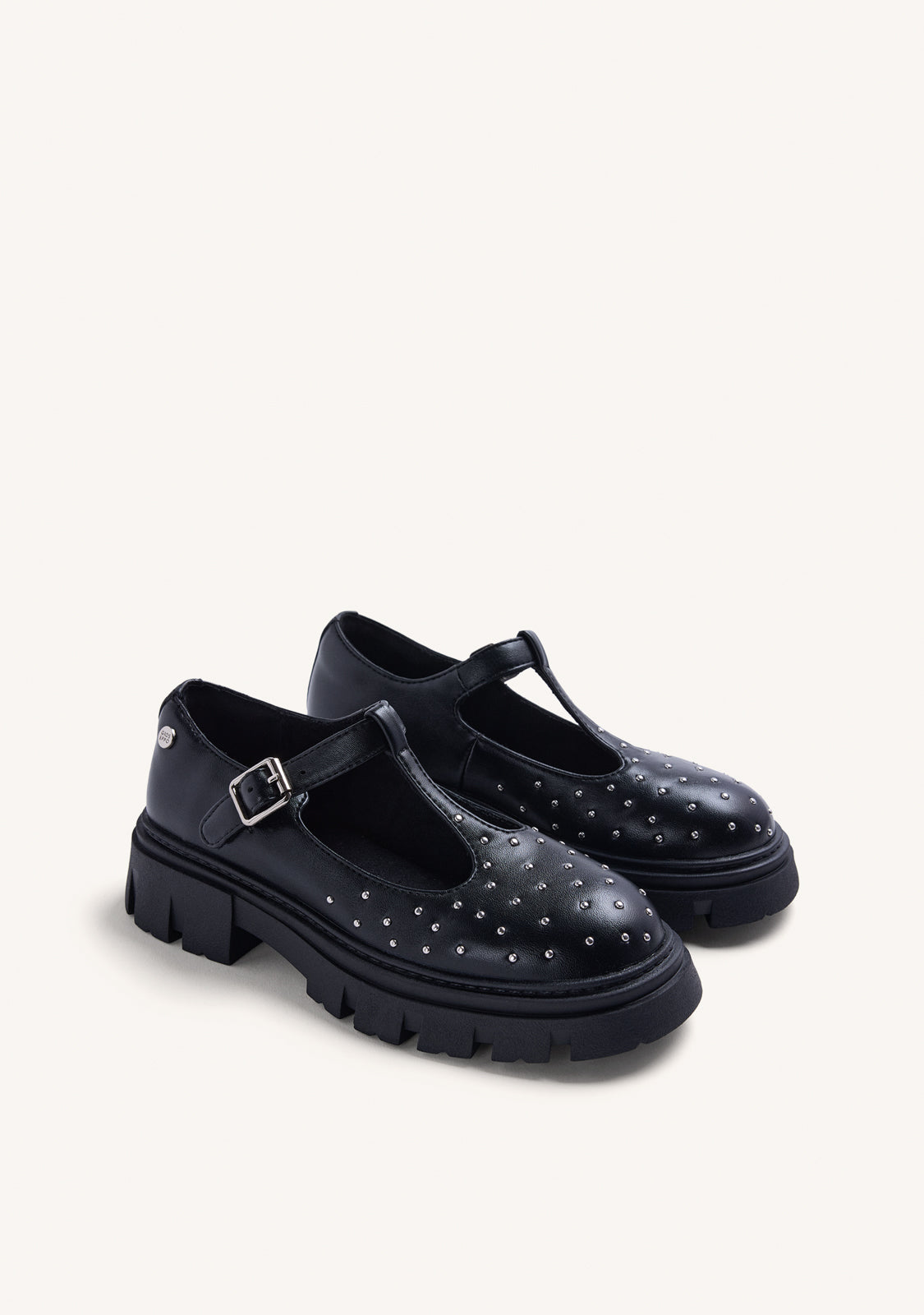 BLACK STUDDED LOAFERS