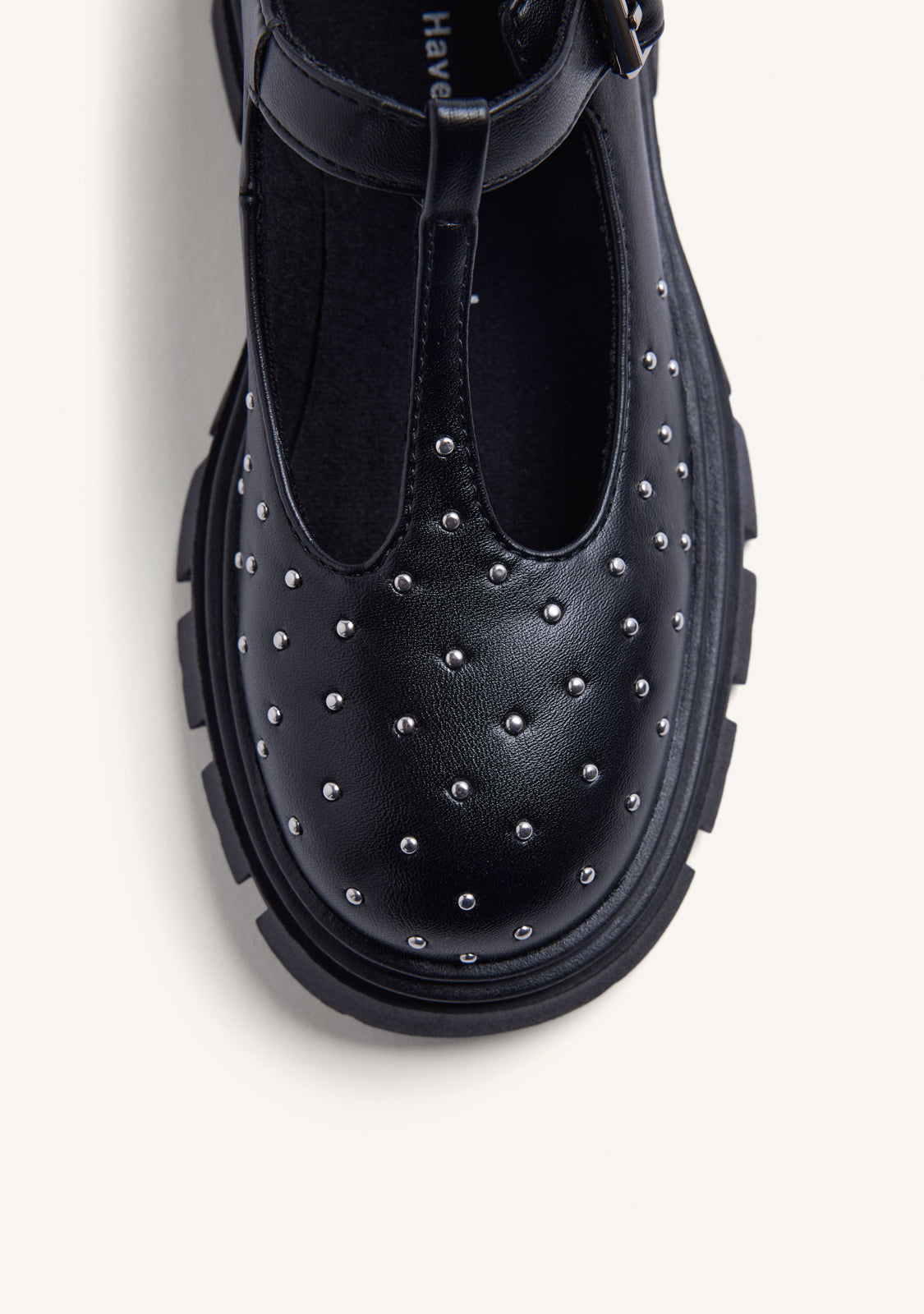 BLACK STUDDED LOAFERS