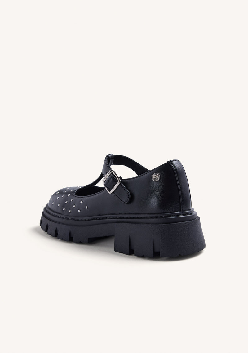 BLACK STUDDED LOAFERS