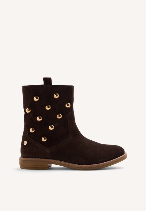 CHOCOLATE LEATHER ANKLE BOOTS