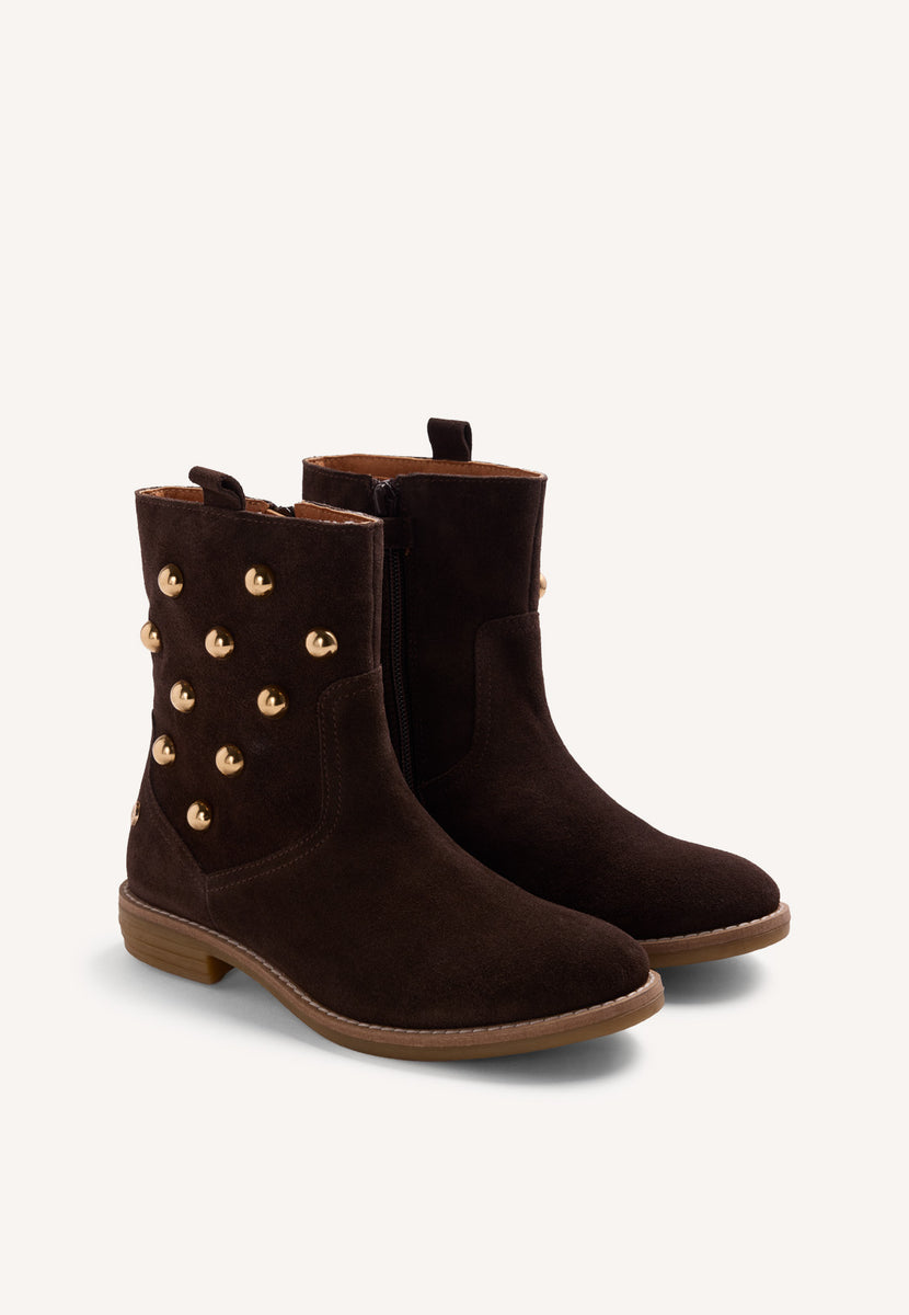 CHOCOLATE LEATHER ANKLE BOOTS
